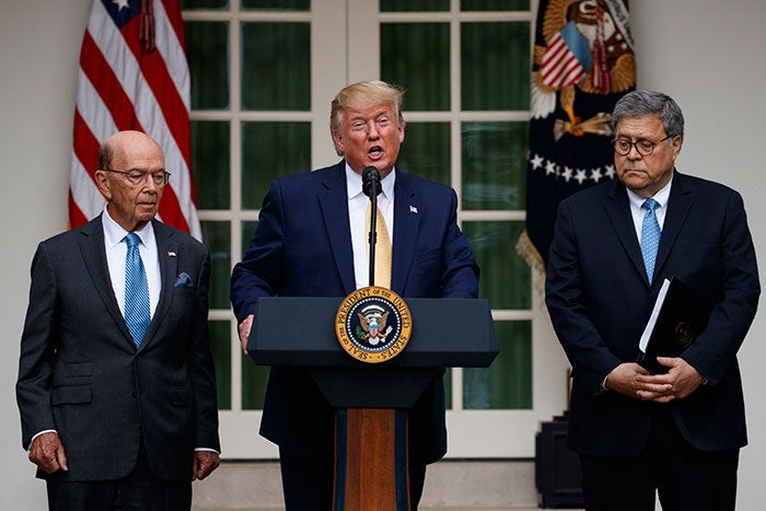 Donald Trump en una conferencia en la Casa Blanca