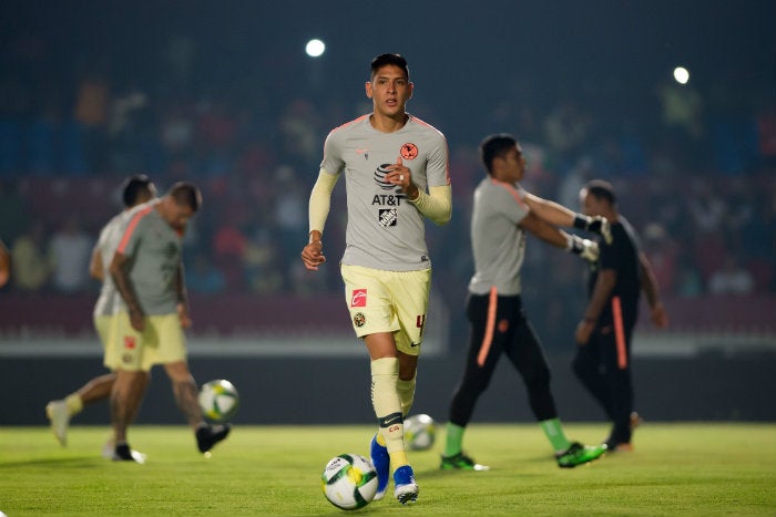 Álvarez, en un entrenamiento del América