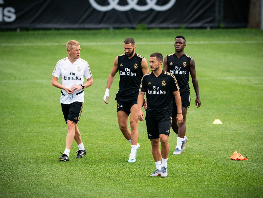 Eden Hazard durante un entrenamiento con el Real Madrid