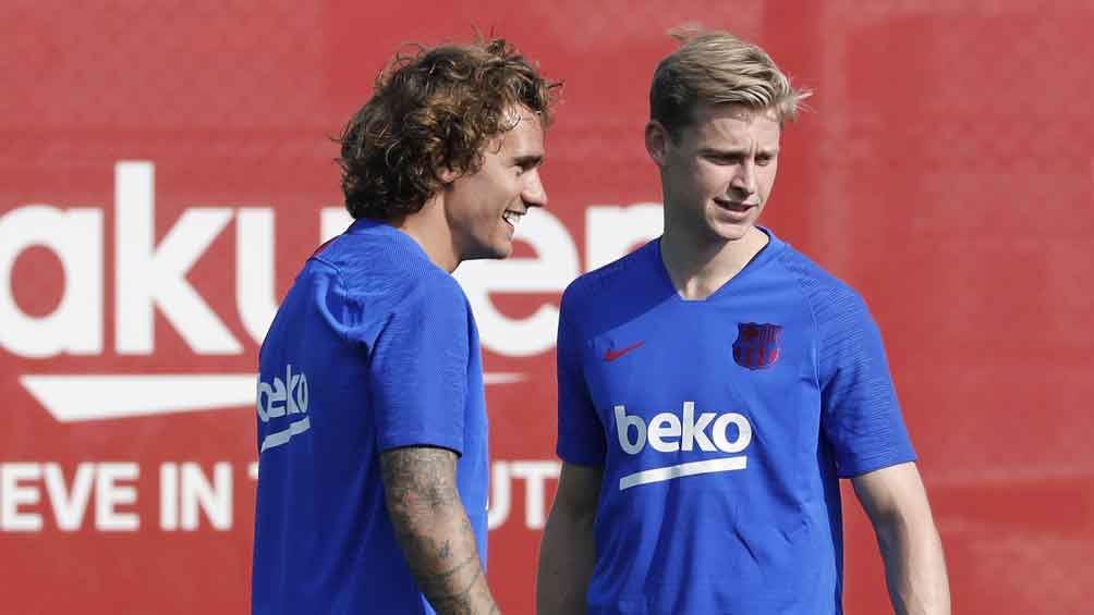 Frenkie de Jong y Antoine Griezmann, dos de los jugadores más caros en este mercado de fichajes, durante una práctica