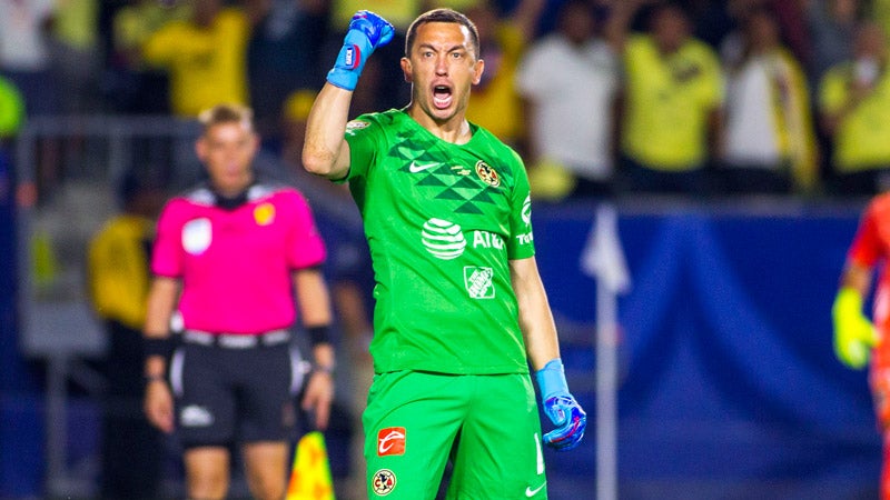 Agustín Marchesín celebra un triunfo de América 