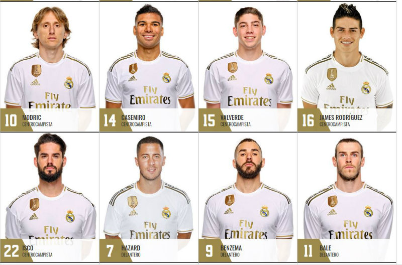 Algunos dorsales de la platilla del Real Madrid