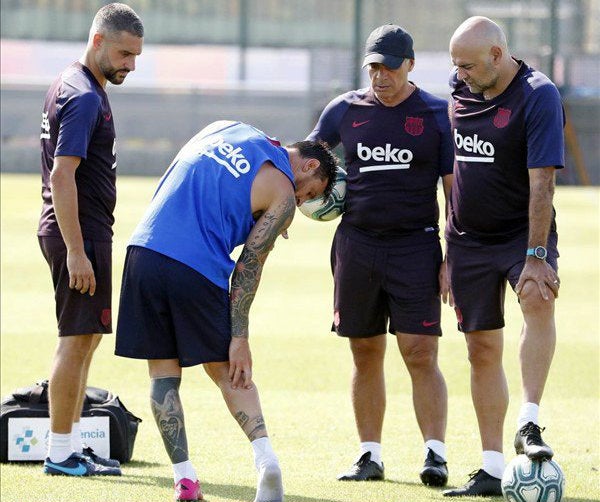 Messi, en entrenamiento del Barcelona