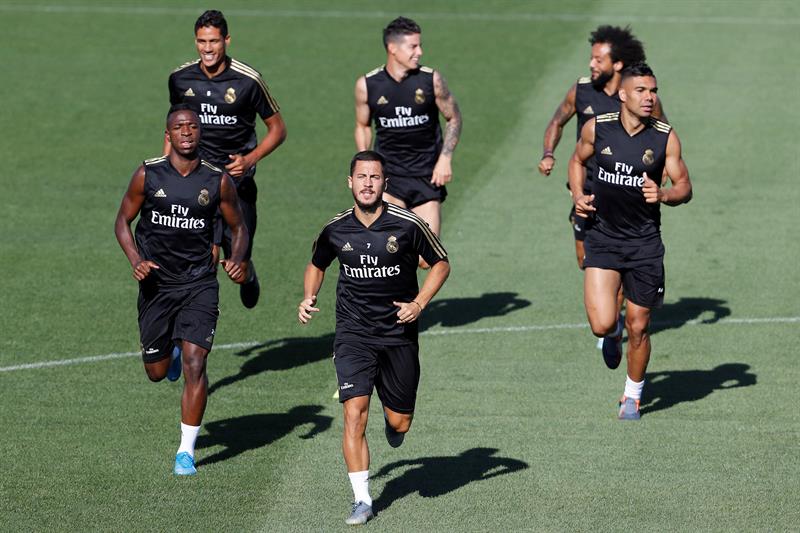 Jugadores del Real Madrid en un entrenamiento 