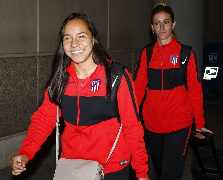 Charlyn Corral, en un viaje con el Atlético de Madrid