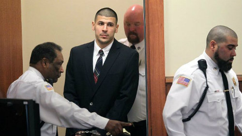 Aaron Hernandez durante su juicio
