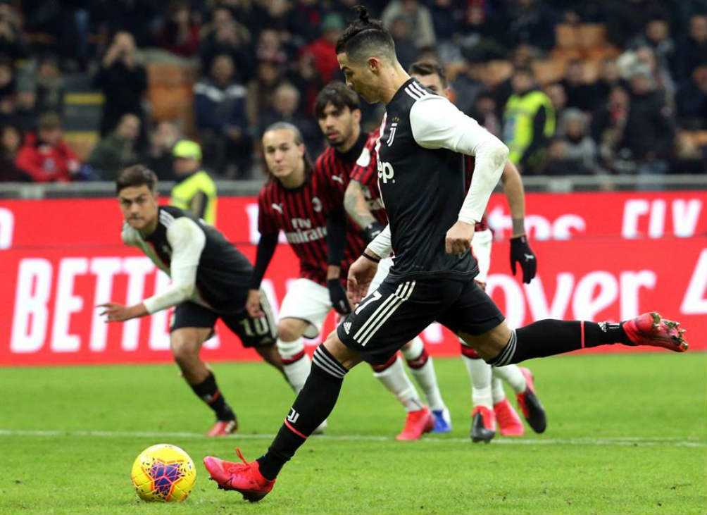 Cristiano Ronaldo empatando el partido ante Milan 