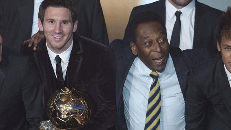 Messi y Pelé durante una entrega del Balón de Oro 