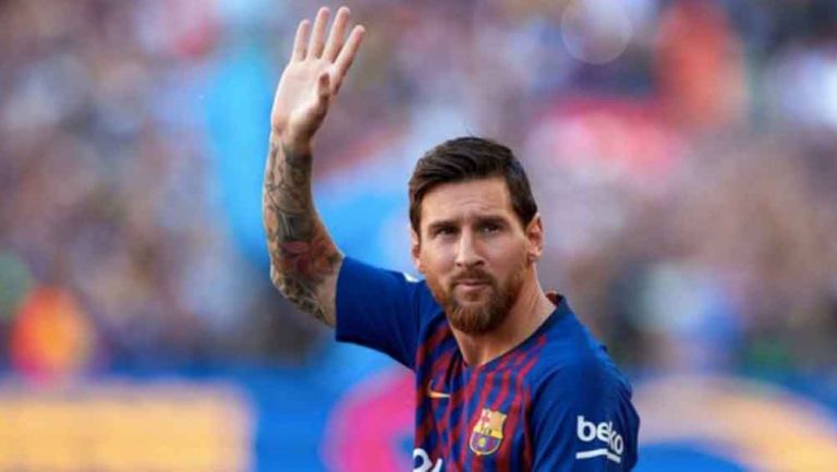 Messi en el Camp Nou al inicio de una temporada