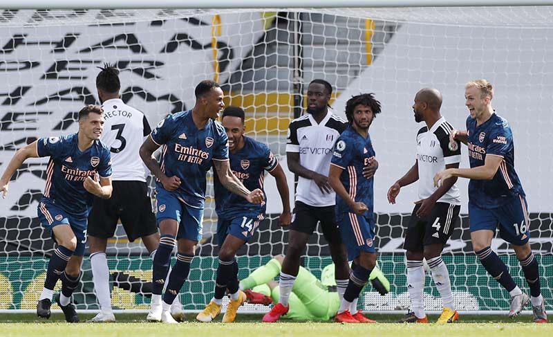 Gabriel festeja su gol ante el Fulham 