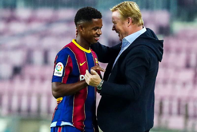 Koeman felicita a Ansu Fati tras su duelo ante el Celta 