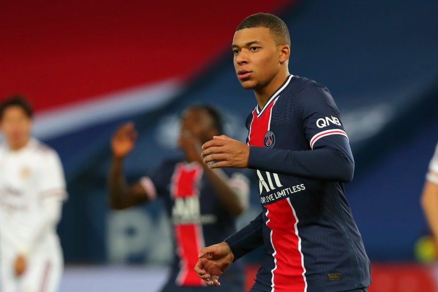 Kylian Mbappé en el partido del PSG