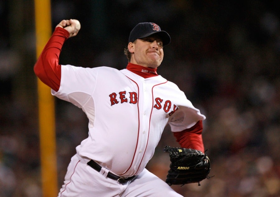 Curt Schilling en un partido de los Medias Rojas