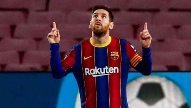 Lionel Messi en festejo con Barcelona