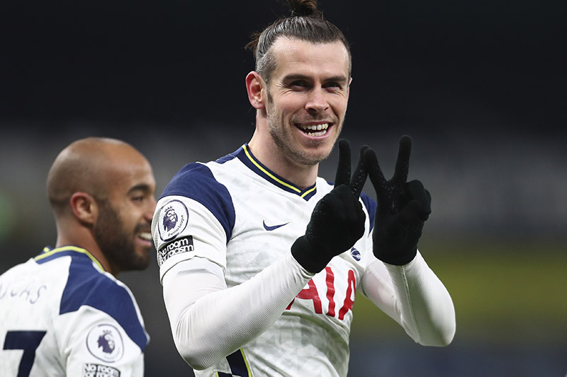 Gareth Bale festeja un gol con el Tottenham 