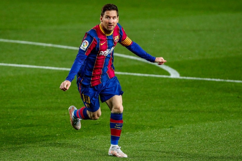 Lionel Messi tras anotar gol con el Barcelona