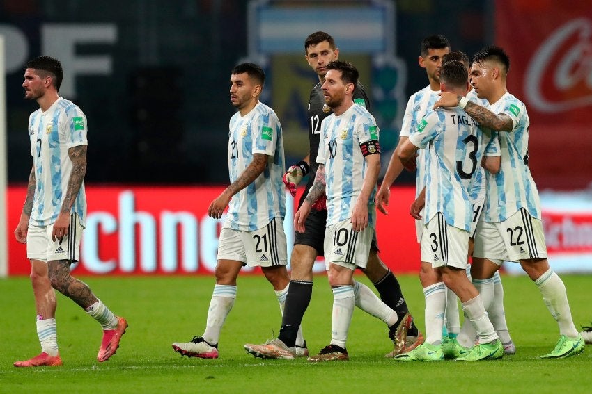 Jugadores de Argentina en un partido ante Chile