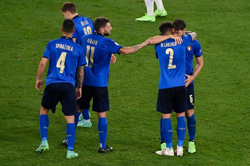 Jugadores de la Selección Italiana celebrando un gol