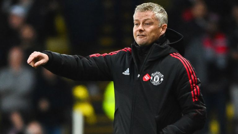 Ole Gunnar Solskjaer durante un duelo del Manchester United