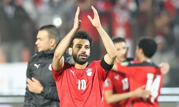 Mohamed Salah en festejo con Egipto