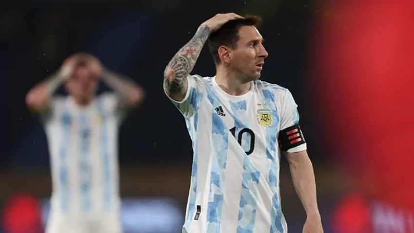 Messi en un partido de la Selección de Argentina