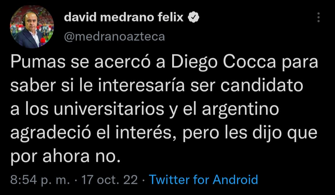 Tuit de David Medrano