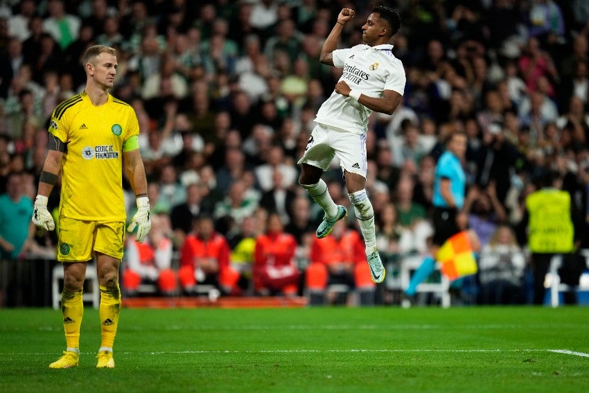 Rodrygo celebrando un gol con el Real Madrid