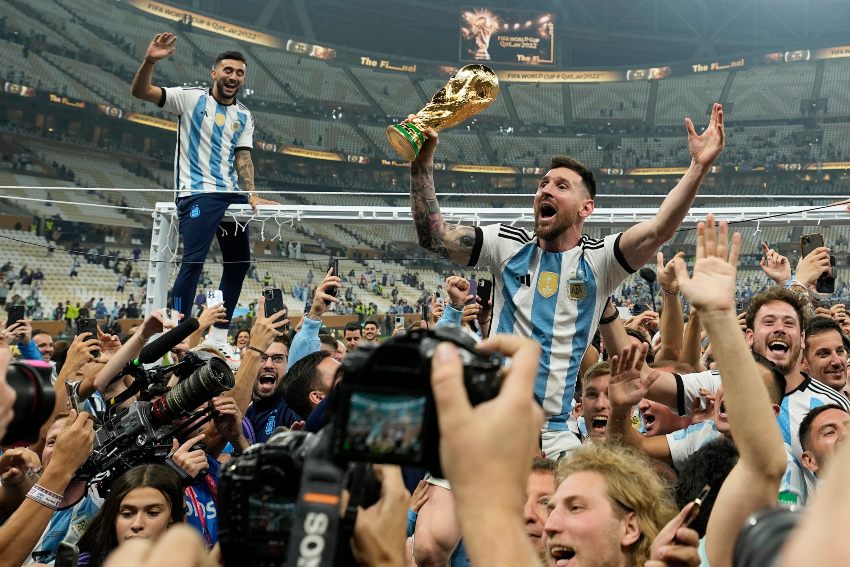 Messi tras ganar la Copa del Mundo