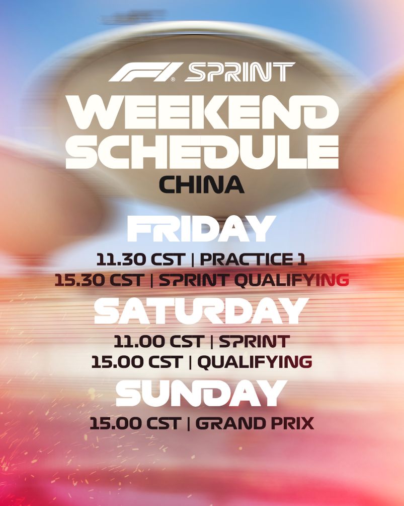 Así será el cronograma para el Gran Premio de China