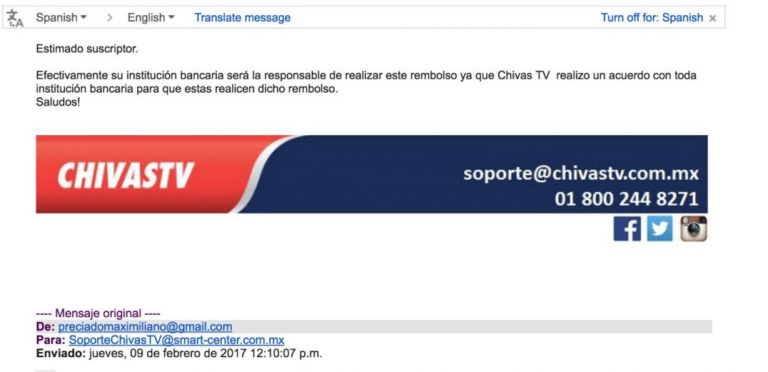 Chivas TV asegura que el banco es el encargado de reembolsar