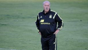 Vicente del bosque observa entrenamiento de España