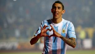 Di María celebra un tanto en la Copa América