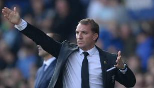 Brendan Rodgers en el partido contra el Everton