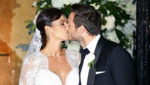 Frank Lampard le da un beso a su esposa