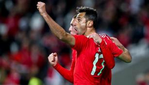 Jonás celebra su anotación con Benfica