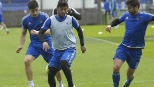 Carlos Vela durante el entrenamiento matutino de la Real Sociedad 