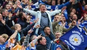 Los aficionados del Leicester durante un partido