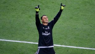 Keylor Navas celebrando el triunfo del Real Madrid