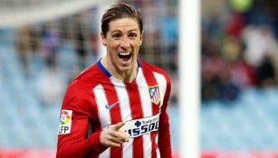Fernando Torres festeja uno de sus goles con Atlético de Madrid 