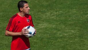 Maxi Rodríguez, en el entrenamiento con NOB en las instalaciones del Atlas