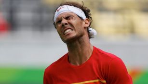 Rafael Nadal durante el partido de dobles