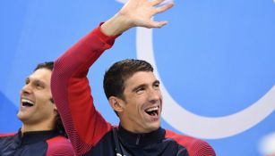 Michael Phelps, en la ceremonia de premiación de los 100m mariposa