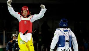La china Shuyin Zheng celebra su triunfo frente a María Espinoza