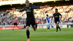 Bale festeja su anotación frente a la Real Sociedad