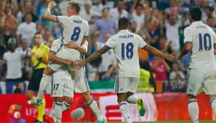 Kroos festeja su anotación frente al Celta en el Bernabéu