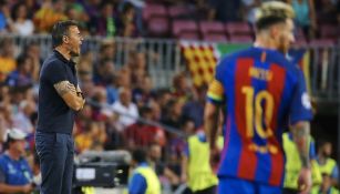 Luis Enrique realiza indicaciones táctica durante el juego entre Barcelona y Celtic