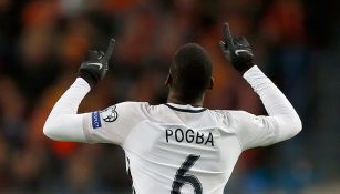 Paul Pogba festeja tras marcar un gol a Holanda
