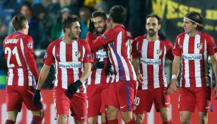 Atlético de Madrid celebrando el gol de la victoria