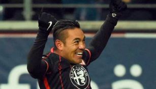 Fabián celebra un gol con el Eintracht