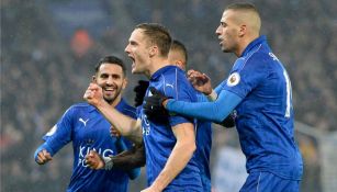 Andy King celebra su gol contra el Manchester City 